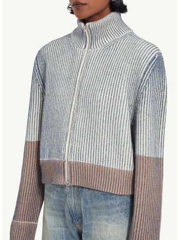 CARDIGAN A COLLO ALTO CON ZIP, 001S, small