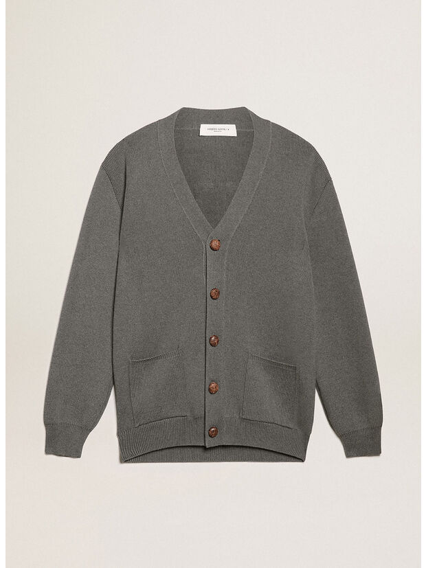 CARDIGAN JOURNEY CON LOGO SUL RETRO, 60304 DARK GREY MELANGE, large