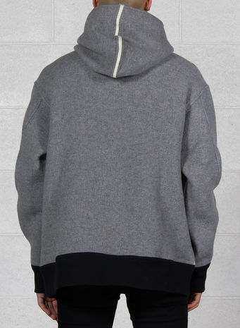 FELPA SPACER WOOL HOODIE, MGREYHEATHER/BLACK, small