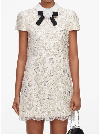 MINI ABITO SEQUIN EMBELLISHED, CREAM, small