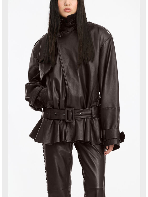 JACKET BIKER LEATHER DARK, 1667 MOLE, large