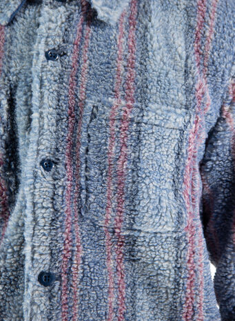 CAMICIA STRIPE SHERPA SHIRT, BLUE, small