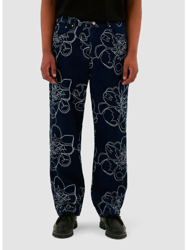 JEANS FLOWER STITCH ALL-OVER, NAVY, large