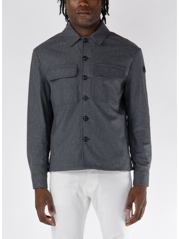 CAMICIA CON PATCH LOGO IN PELLE, 940, small