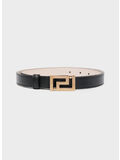 CINTURA BELT H.20 CALF LEATHER, 1B00V BLACK VERSACE GOLD, thumb