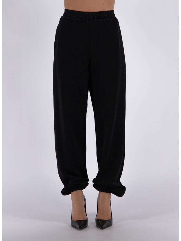 PANTALONE CON COULISSE IN VITA, 001 BLACK, large