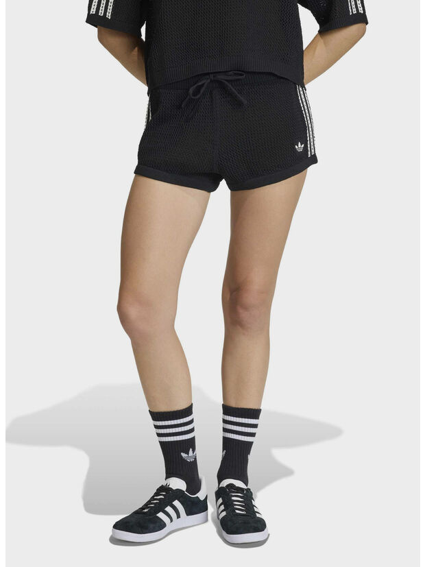 SHORT A MAGLIA ALL'UNCINETTO, BLACK, large