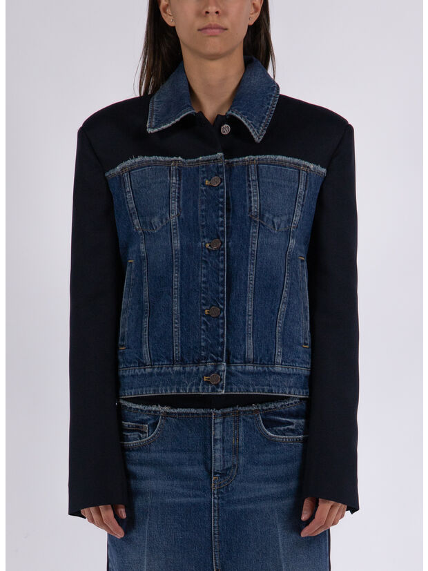 GIACCA IN DENIM CON SPALLINE, 4071 BLUE VINTAGE DENIM, large