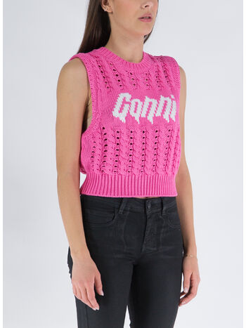 TOP KNIT CON LOGO, 534 BONBON, small