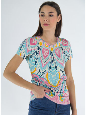 T-SHIRT A MANICHE CORTE CON STAMPA ALL-OVER, 260 MULTICOLOR, small