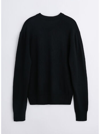 MAGLIONE MOON MERINO CON COLLO A V, 999 BLACK, small
