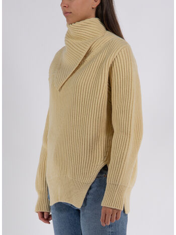 CARDIGAN LONG SLEEVES FOULARD NECK, 740 BUTTER, small