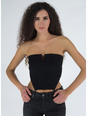 TOP ANGLED RIB BUSTIER, BLACK, small