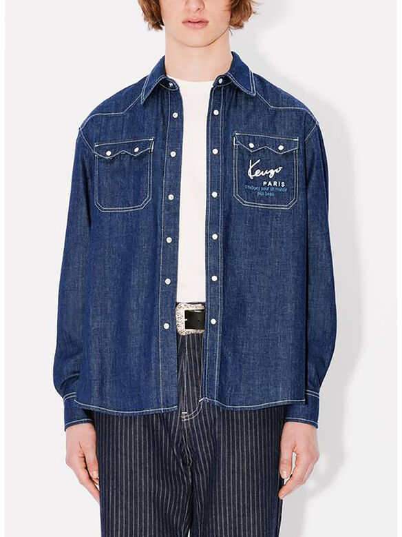 CAMICIA WESTERN CREATIONS, DM  RINSED DENIM BLUE, medium