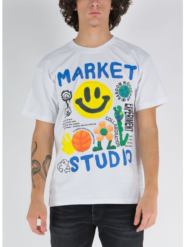 T-SHIRT SMILEY COLLAGE, WHITE, large