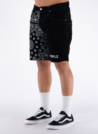 BERMUDA NEEDLE CORDUROY BANDANA PRINT, BLACK, small