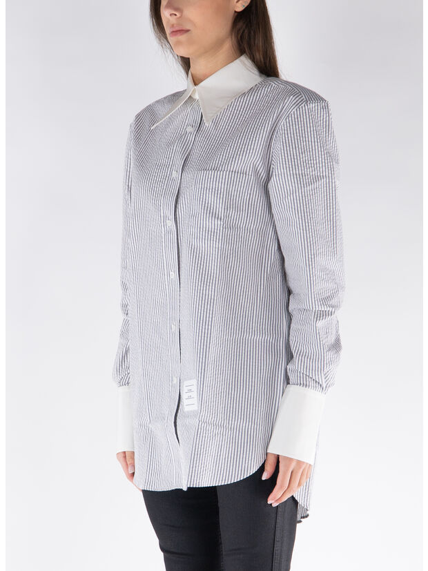 CAMICIA A RIGHE CON COLLO A PUNTA INGRANDITO, 035 MED GREY, large