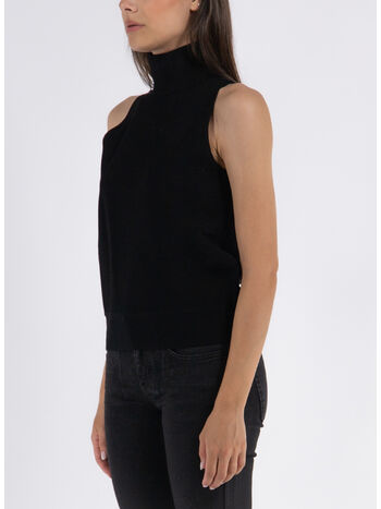 MAGLIONE SMANICATO A COSTINE CON COLLO ALTO, 002, small