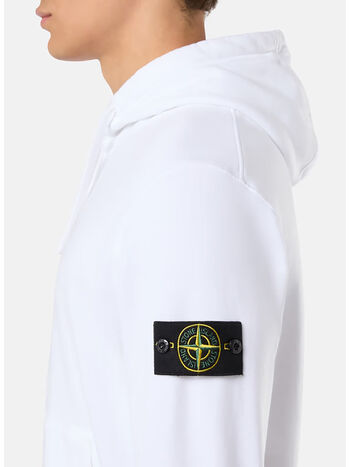 FELPA HOODIE CON PATCH LOGO, V0001 BIANCO, small