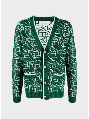 CARDIGAN HEART MONOGRAM, 01 GREEN/ WHITE, small
