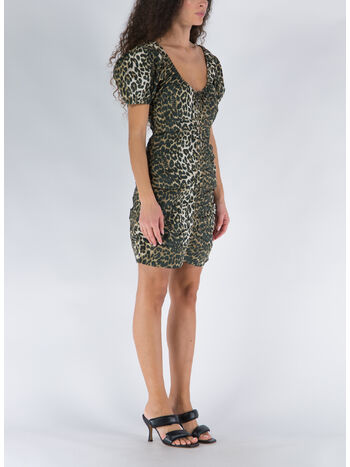 ABITO CORTO COTTON GATHERED U-NECK, 365 BIG LEOPARD, small