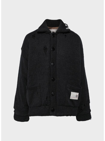 CARDIGAN IN MAGLIA IMBOTTITO, BLACK, small