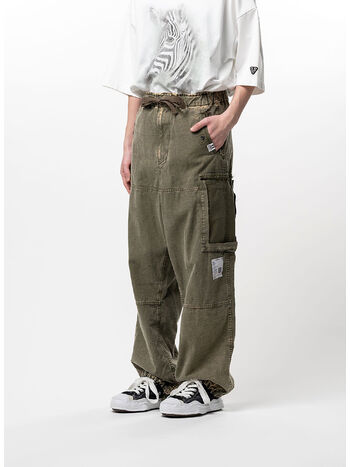 PANTALONE COTTON SATIN CARGO, DK.GREEN, small