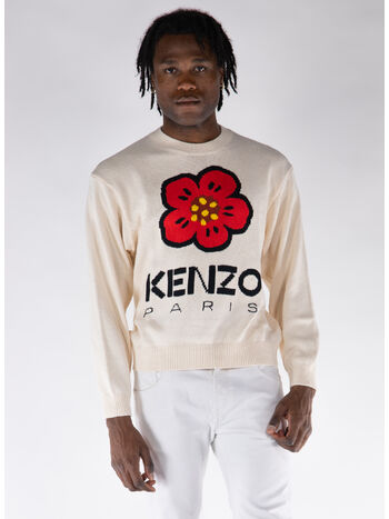 MAGLIONE BOKE FLOWER, 02 BIANCO, small