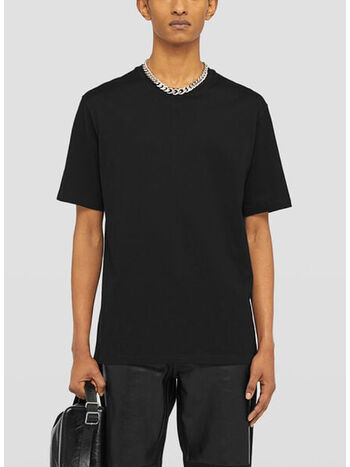T-SHIRT CREWNECK CON LOGO, 001 BLACK, small