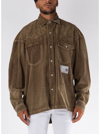 CAMICIA AGED CORDUROY, BROWN, small