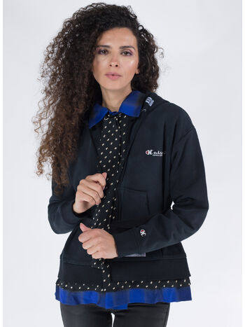 FELPA HOODIE LAYERED, BLACK, small
