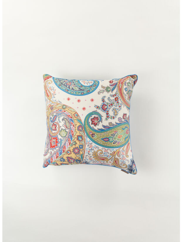 CUSCINO IN RASO DI COTONE PAISLEY, 990 WHITE, large