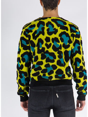 MAGLIONE CARDIGAN LEOPARD, 5Y200 ACID LIME/MULTICOLOR, small