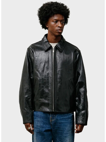 GARAGE JACKET LEATHER, 0001 BLACK, small