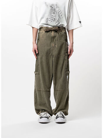 PANTALONE COTTON SATIN CARGO, DK.GREEN, small