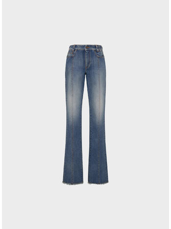 JEANS DENIM FLARED WITH CRYSTAL ROSE, 1764 BLUE, small
