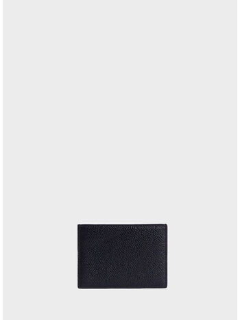 PORTACARTE SINGLE CARD HOLDER IN PEBBLE GRAIN LEATHER, 001 BLACK, small