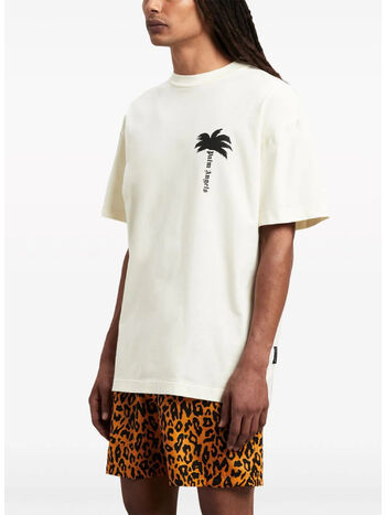 T-SHIRT PAM TREE-PRINT, 0310 OFF WHITE BLACK, small