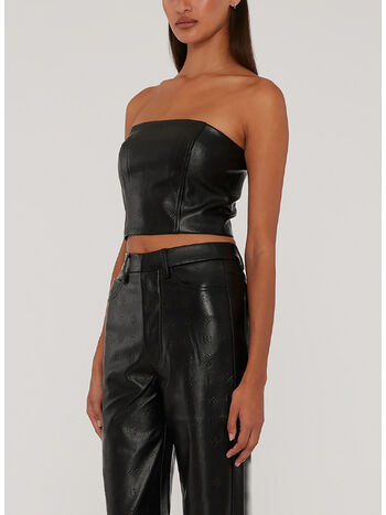 TOP A FASCIA IN PELLE SINTETICA, 1000 BLACK, small
