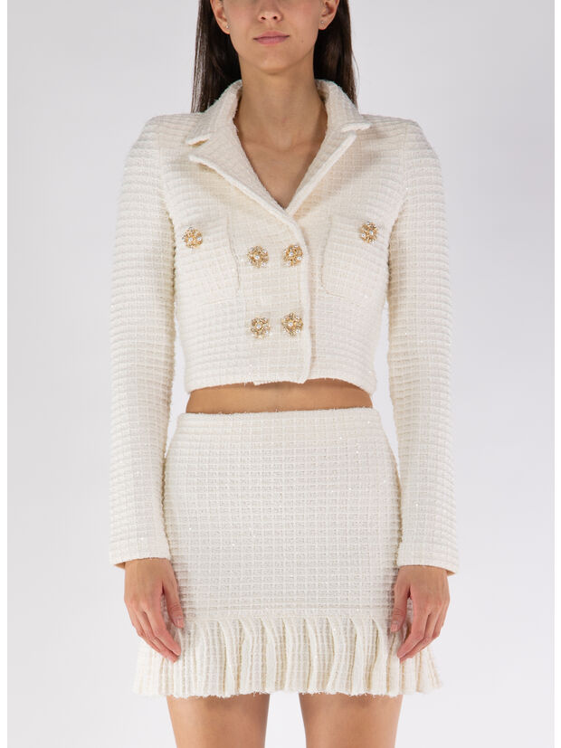 GIACCA CREAM SEQUIN TEXTURED KNIT, CREAM, large