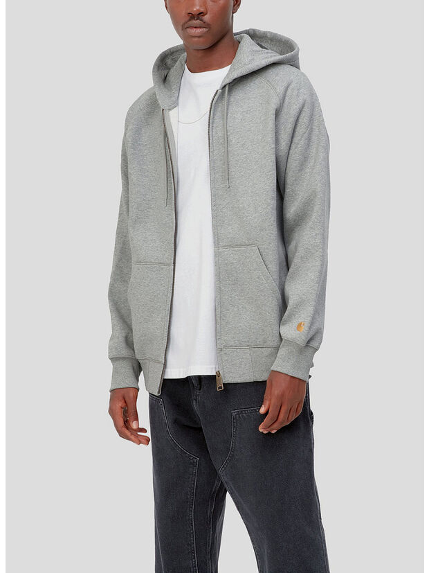 FELPA FULL ZIP CHASE, 00MXX GREY HEATHER/GOLD, large