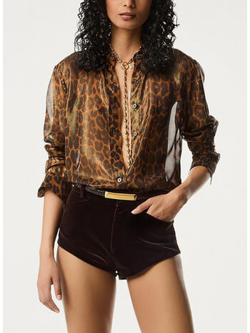 CAMICIA LAMINATED LEOPARD, XCABL CAMEL, small