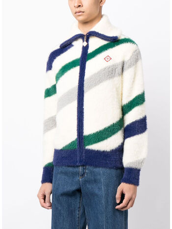 PULLOVER FURRY STRIPED ZIP UP, , small
