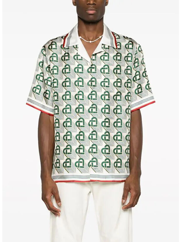 CAMICIA CUBAN COLLAR, 05 HEART MONOGRAMME GREEN, large
