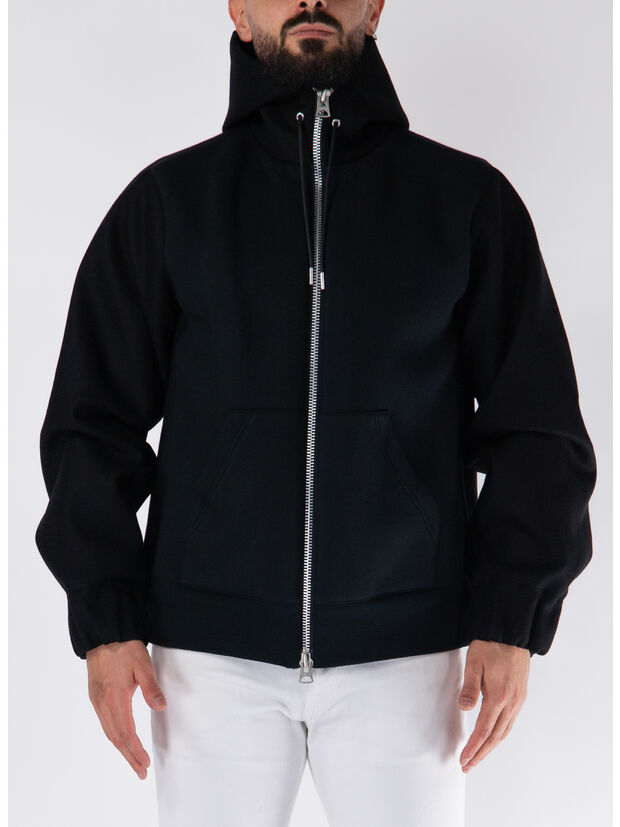 GIACCA FULL ZIP CON CAPPUCCIO, 001 BLACK, large