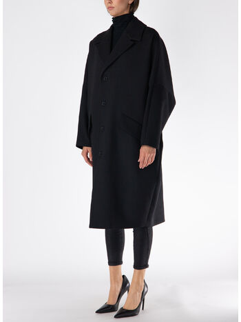 CAPPOTTO MONOPETTO CON COLLO REVERS, 900 BLACK, small