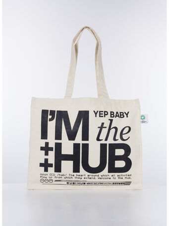 TOTE BAG CANVAS L BLACK SIGN, BLACK, small