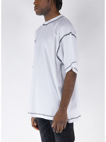 T-SHIRT INSIDE-OUT EMBROIDERED LOGO, WHITE, small