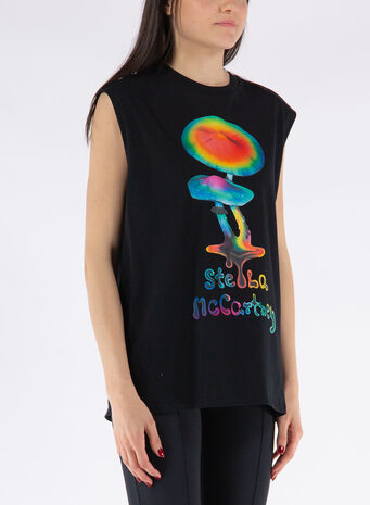 T-SHIRT MUSHROOM PRINT, 1000BLACK, small