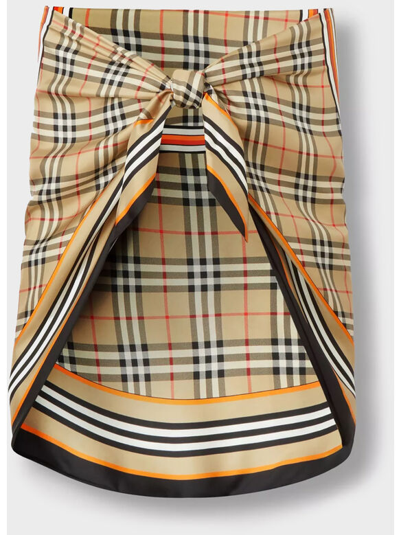 SCIARPA REVERSIBILE IN SETA CON MONOGRAMMA, ARCHIVEBEIGE, medium